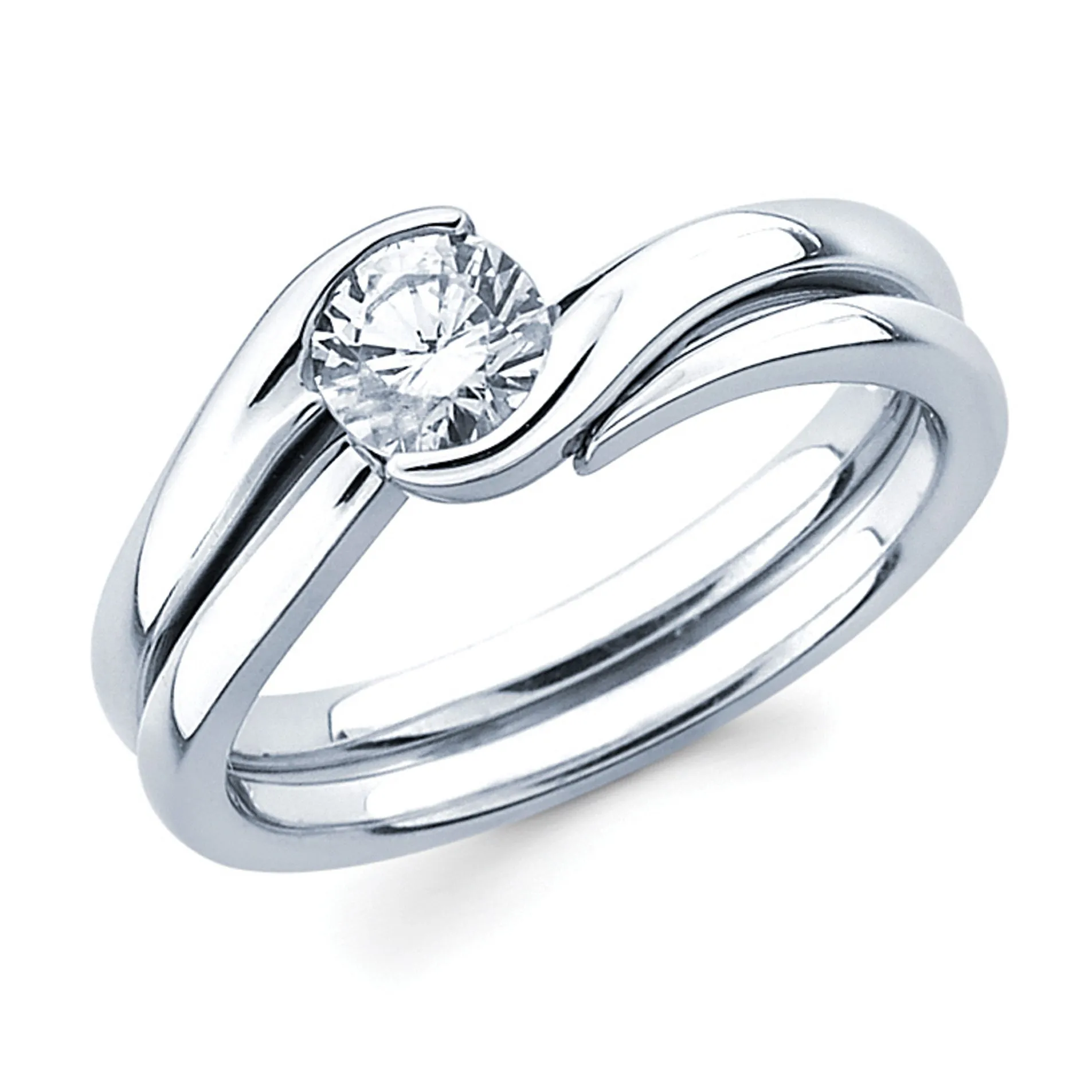 Modern Bridal: Shown with 1/2 Ct. Round Center Diamond in 14K Gold