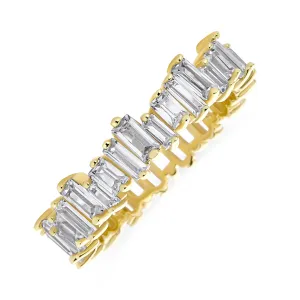 Modern Classic CZ Cocktail Statement Ring Zigzag Baguette 14K Gold Plated Silver