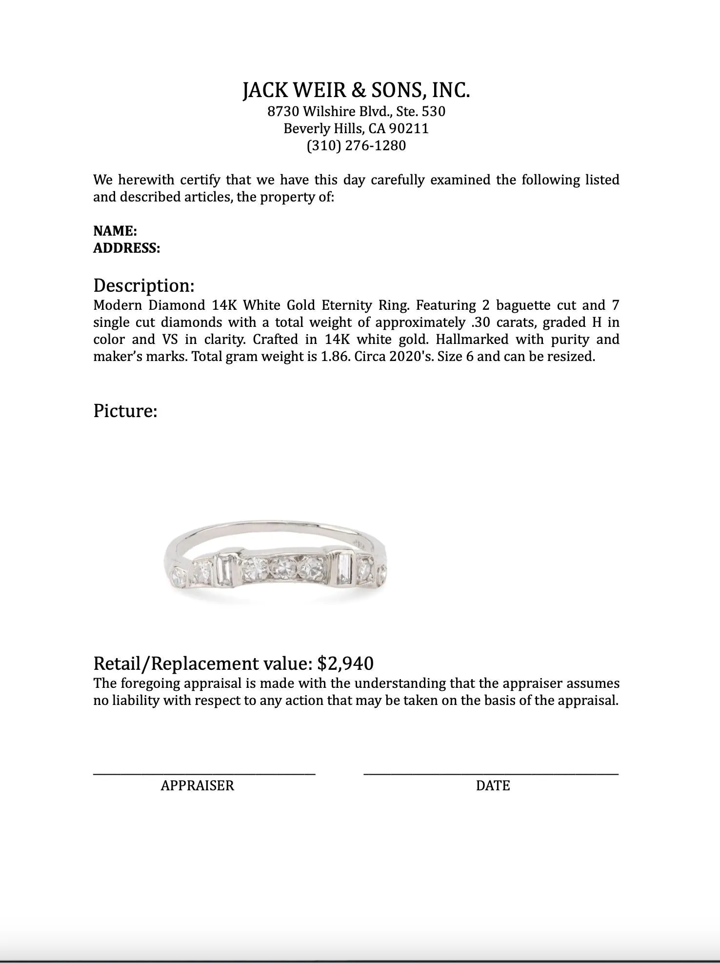 Modern Diamond 14K White Gold Eternity Ring