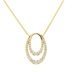 MODERN YELLOW GOLD DIAMOND PENDANT NECKLACE, .46 CT TW