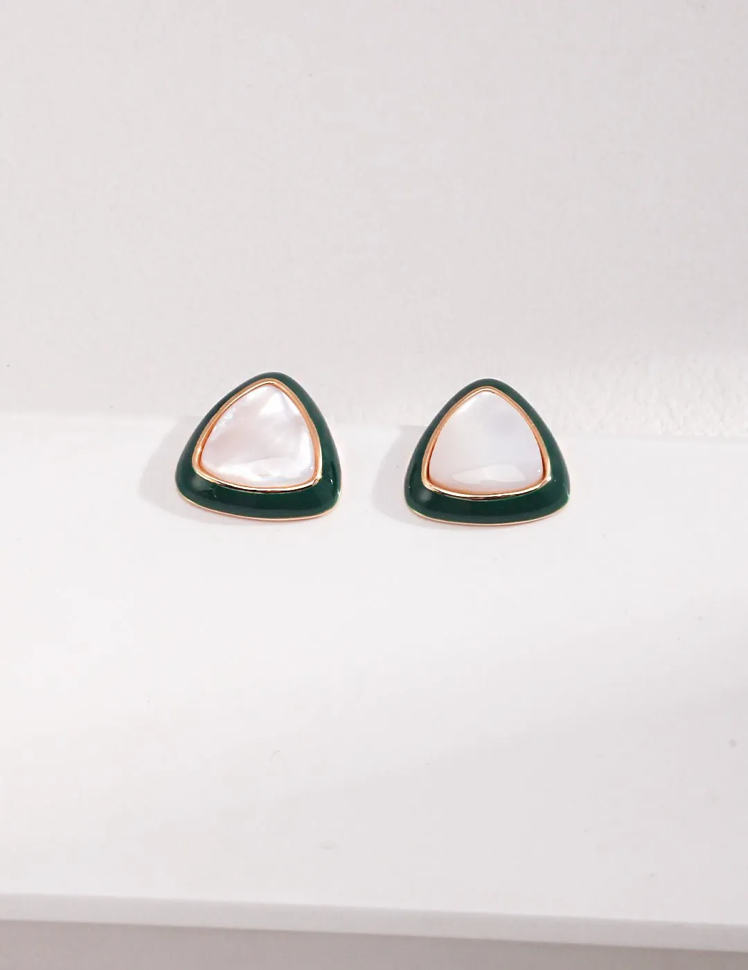 Mother of Pearl Green Triangular Earrings