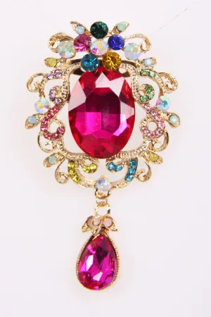 Multi Color Diamante Classic Brooch