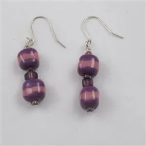 New Lilac Fair Trade Kazuri Bead Earrings