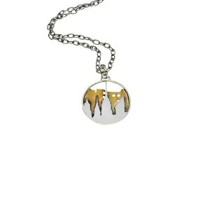 New York City Skyline Sterling Silver & Brass Pendant Necklace