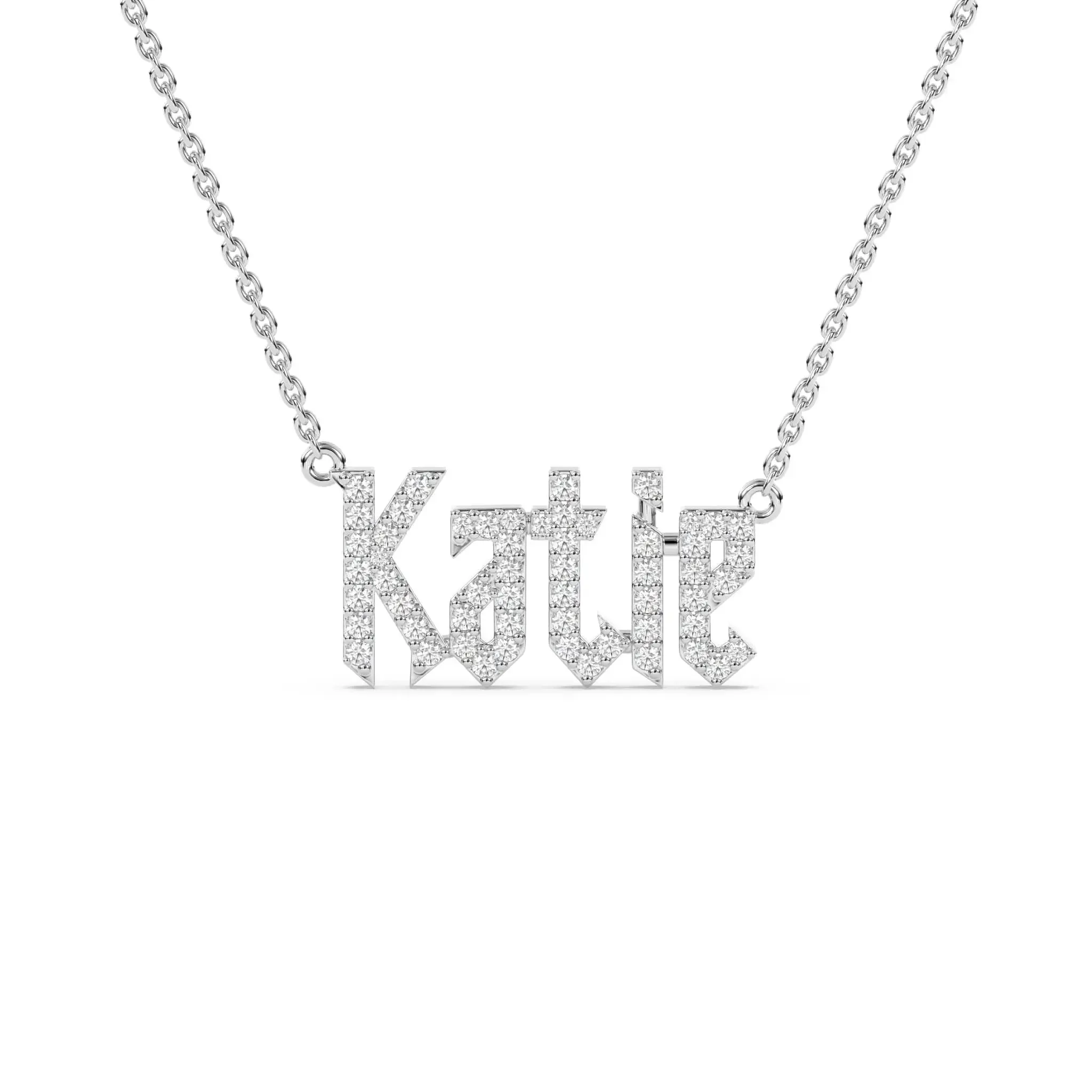 Old English Diamond Name Necklace