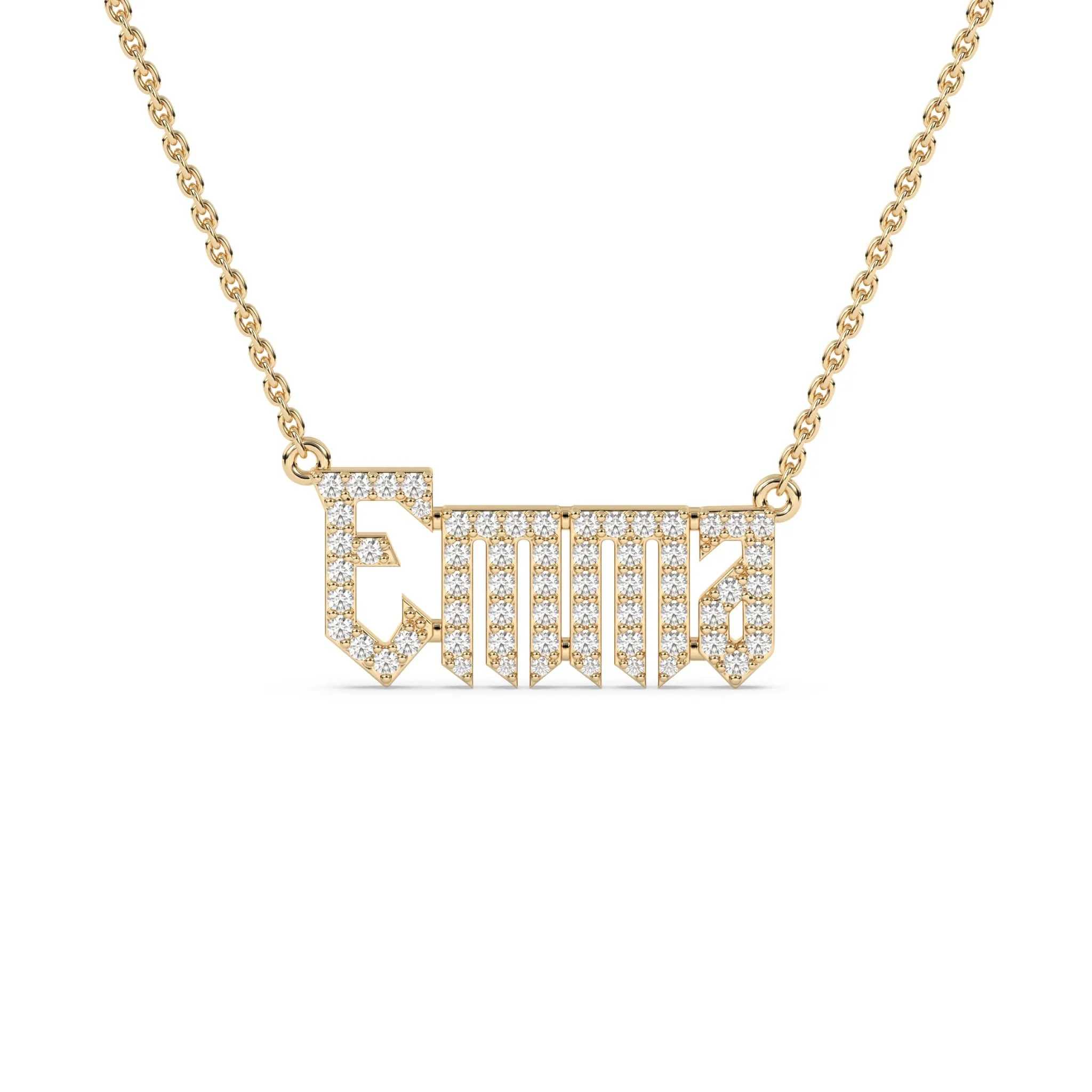 Old English Diamond Name Necklace