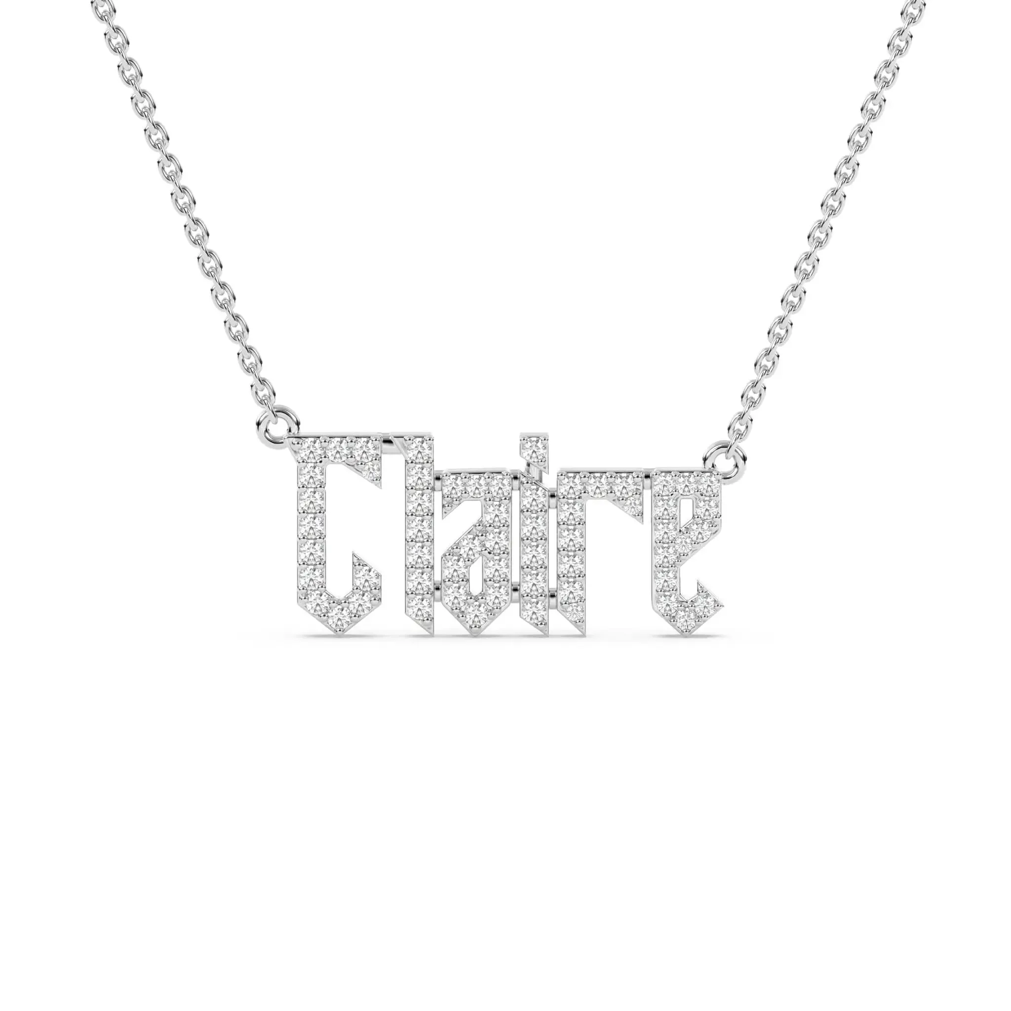 Old English Diamond Name Necklace