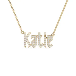 Old English Diamond Name Necklace