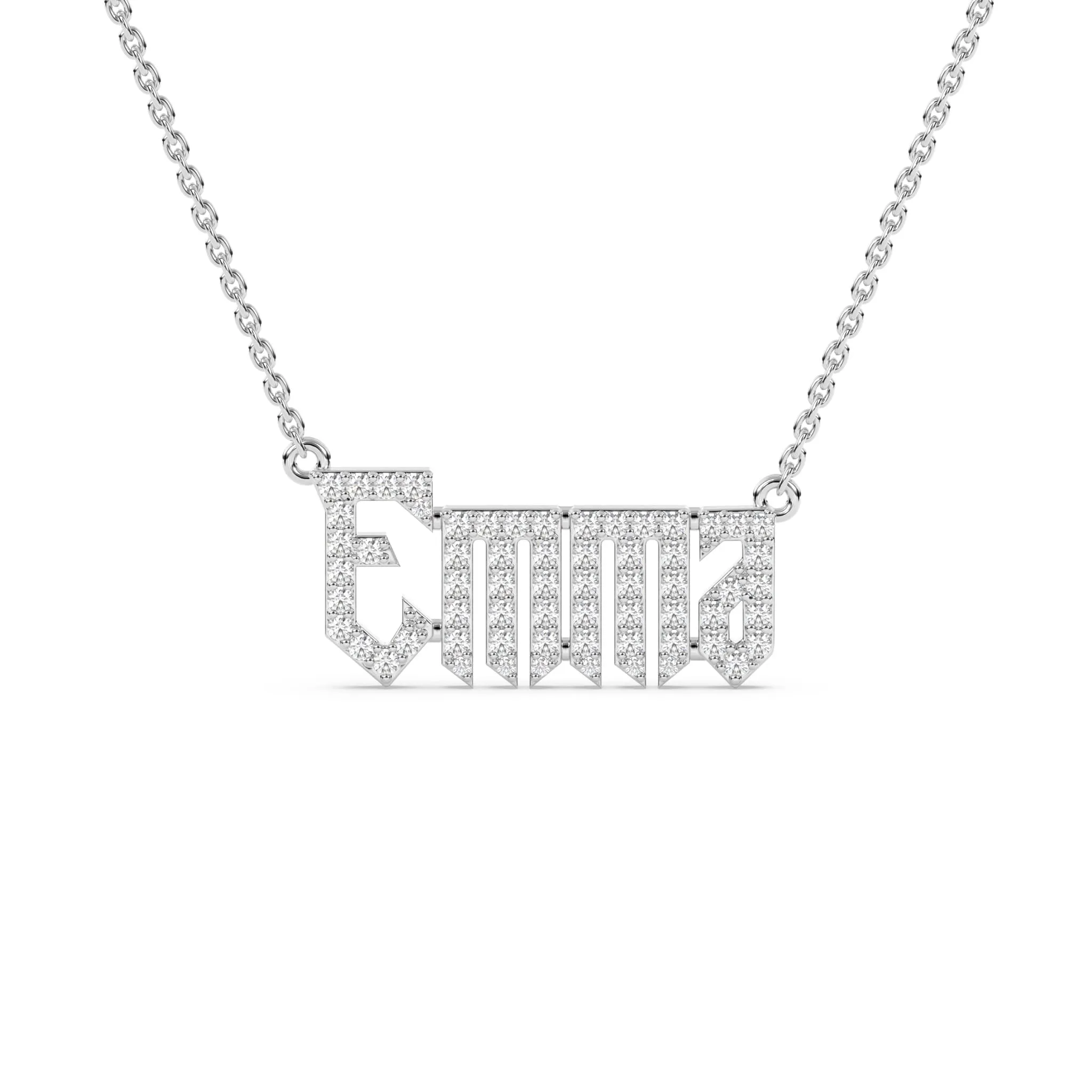 Old English Diamond Name Necklace