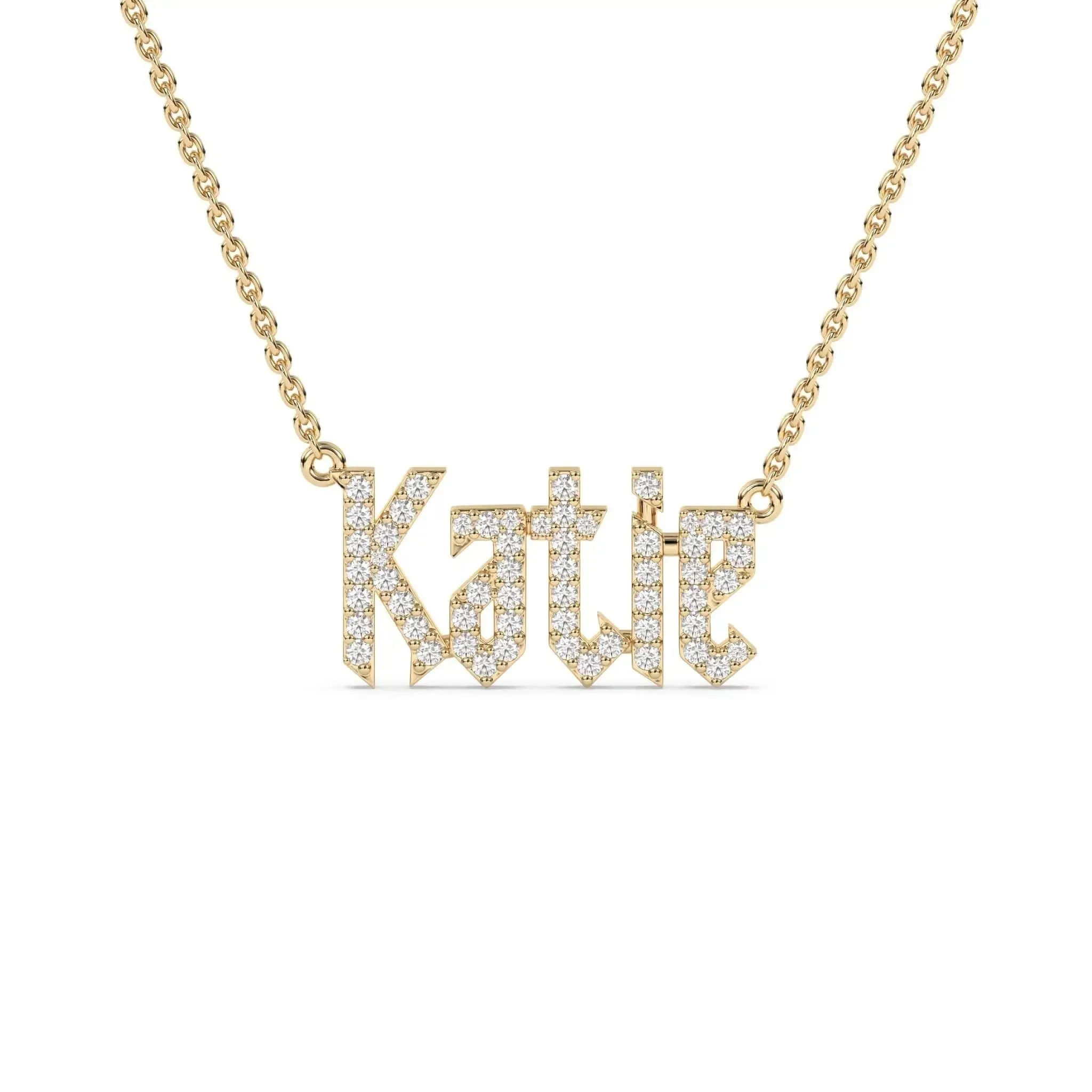 Old English Diamond Name Necklace