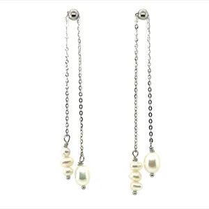 P318 Pearl Drop Pendant Post Earrings