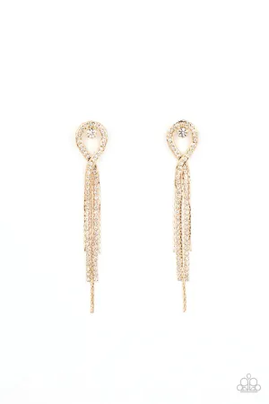 Paparazzi Earring ~ Luxury Lasso - Gold