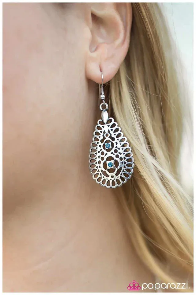 Paparazzi Earring ~ Spin The Bottle - Blue