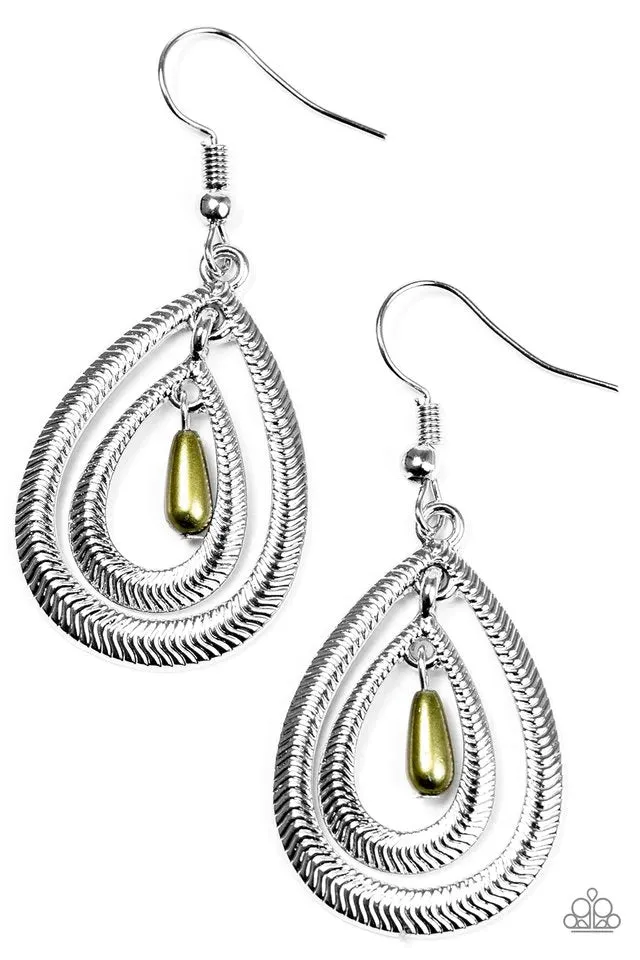 Paparazzi Earring ~ Tranquil Teardrops - Green