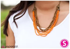 Paparazzi Necklace ~ Blazing A Trail - Orange