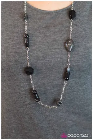 Paparazzi Necklace ~ Fashionably Faded - Black