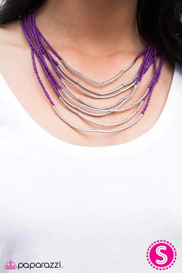 Paparazzi Necklace ~ Living The GLEAM - Purple