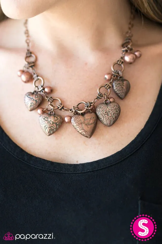 Paparazzi Necklace ~ With All Your Heart - Copper