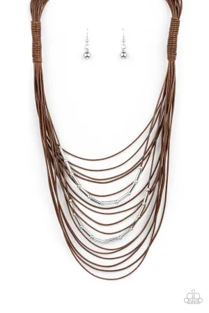 PAPARAZZI Nice CORD-ination - Brown NECKLACES