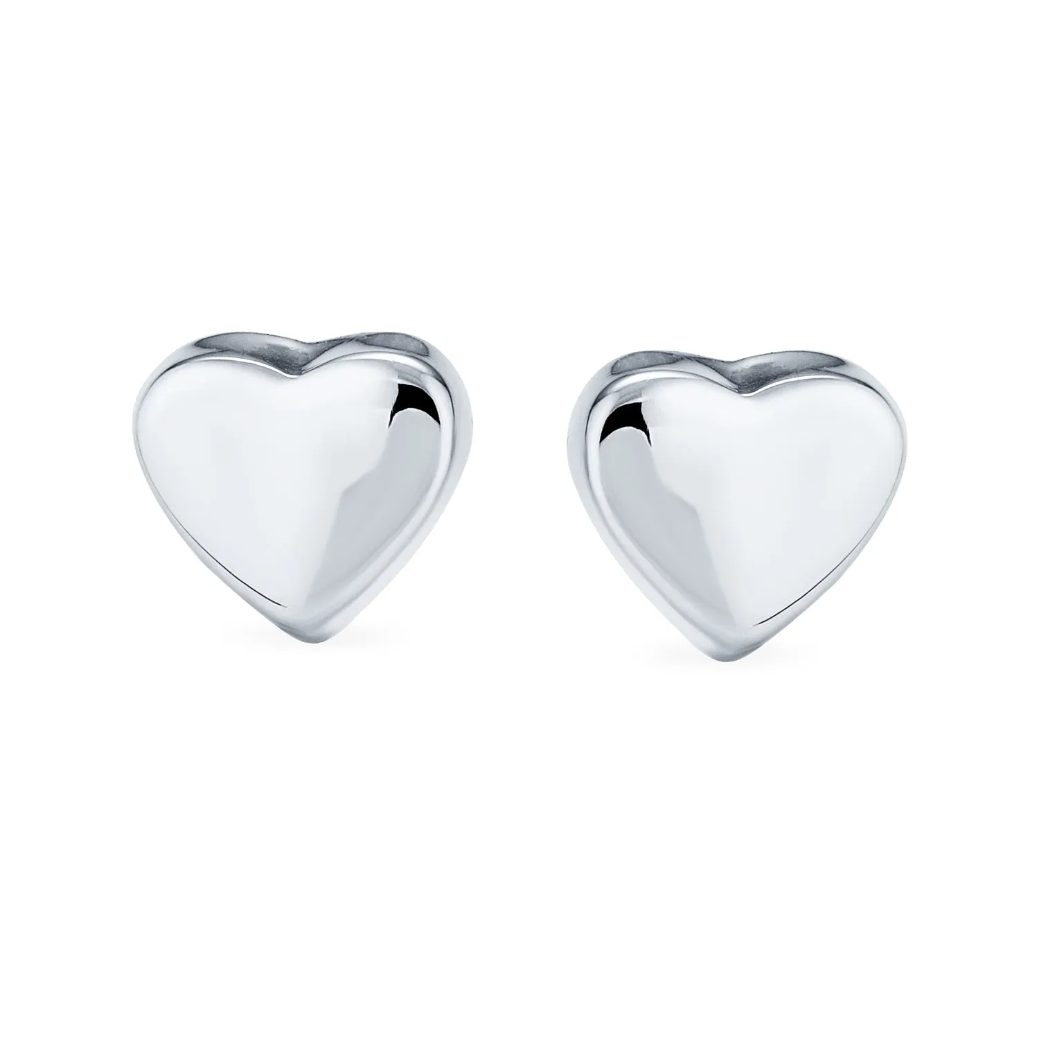 Personalized ABC Initial Heart Stud Earrings in Sterling Silver for Girlfriend