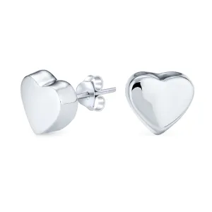 Personalized ABC Initial Heart Stud Earrings in Sterling Silver for Girlfriend