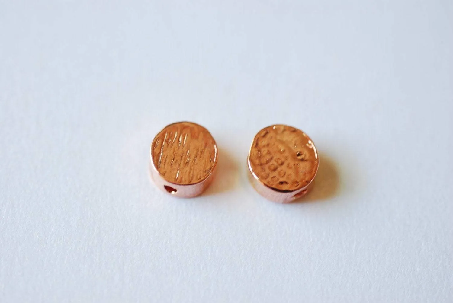 Pink Rose Vermeil Gold Flat Round Circle Beads- 18k gold plated over Sterling Silver Round beads, Gold Flat Round Circle Charm, 239