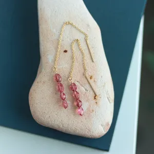 Pink Tourmaline Threader Earrings