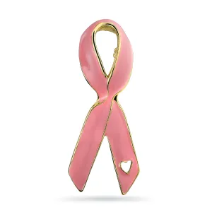 Prevention Pink Ribbon Breast Cancer Survivor Brooche Pin Gold Heart Accessory