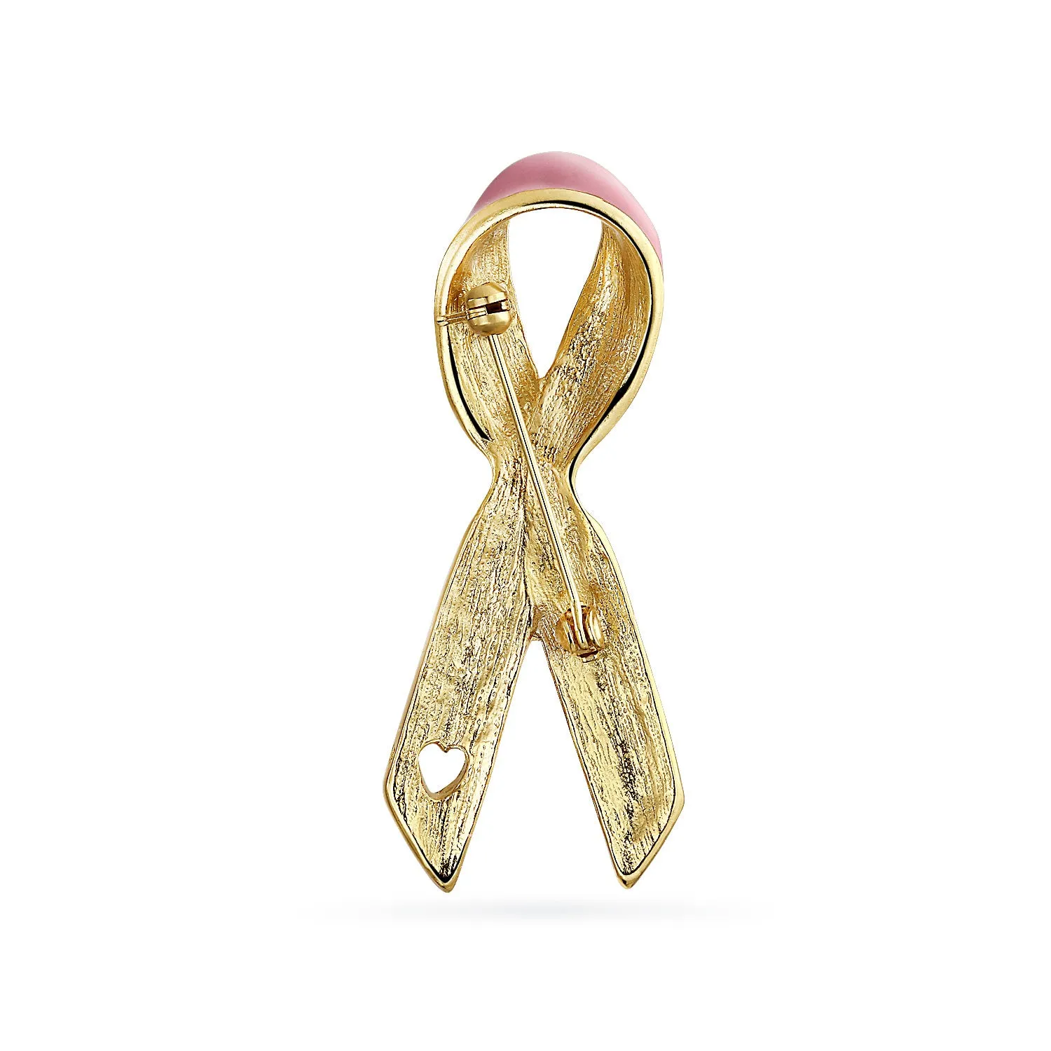 Prevention Pink Ribbon Breast Cancer Survivor Brooche Pin Gold Heart Accessory