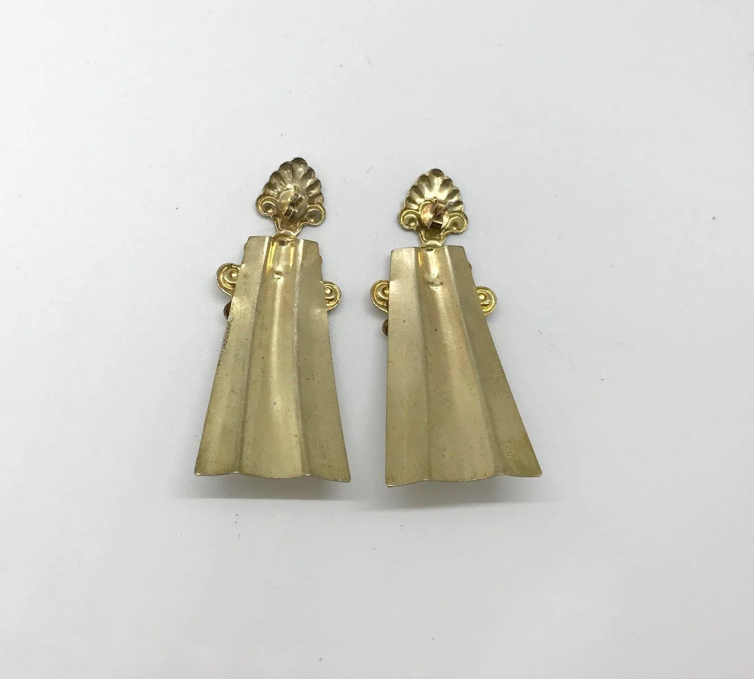 Quirky Gold Tone Pierced Shell Earrings