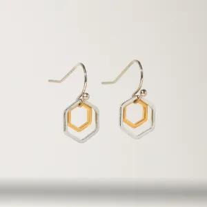 "Le Contour" Silver and Matte Gold Tiny Hoop Mixed Metal Earrings