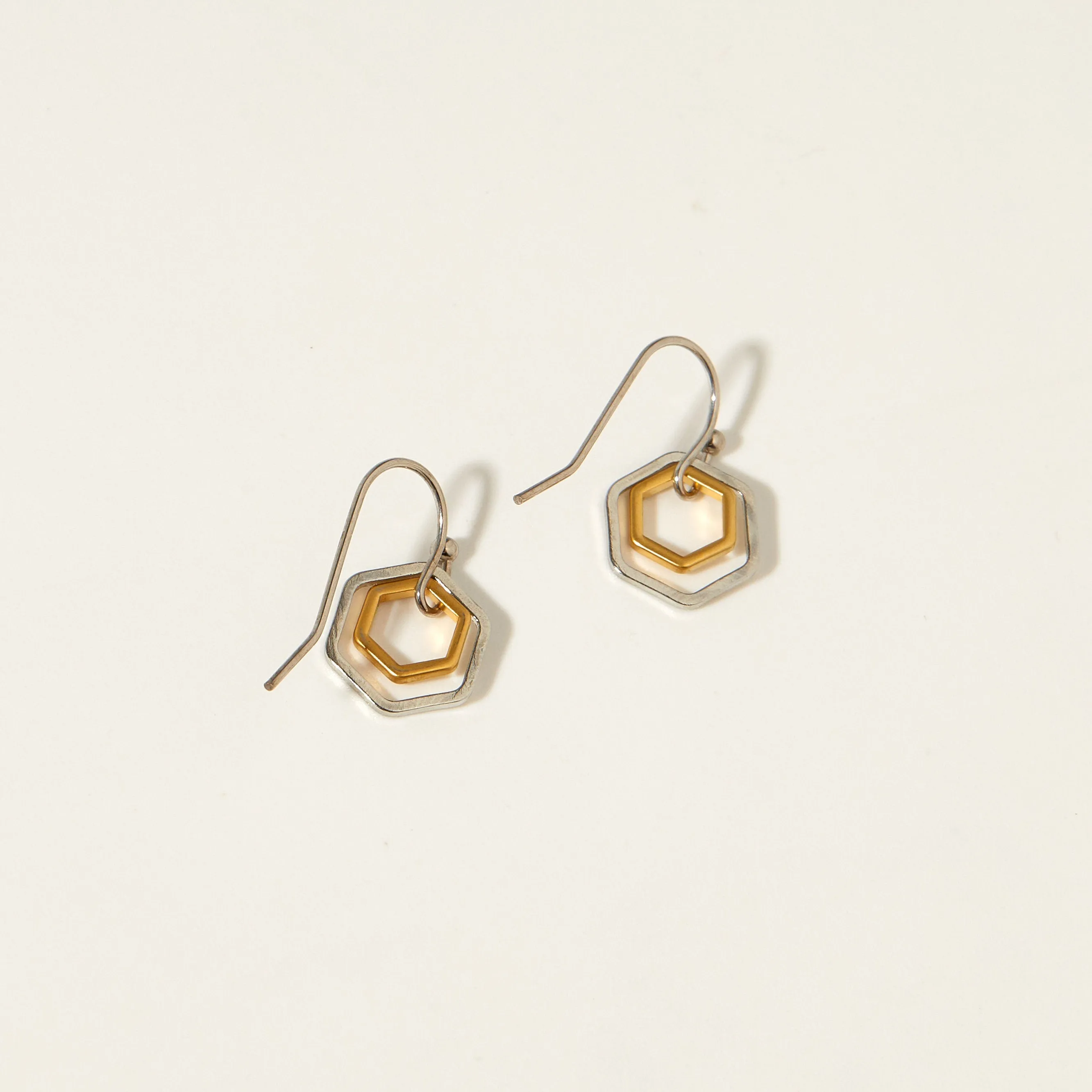 "Le Contour" Silver and Matte Gold Tiny Hoop Mixed Metal Earrings