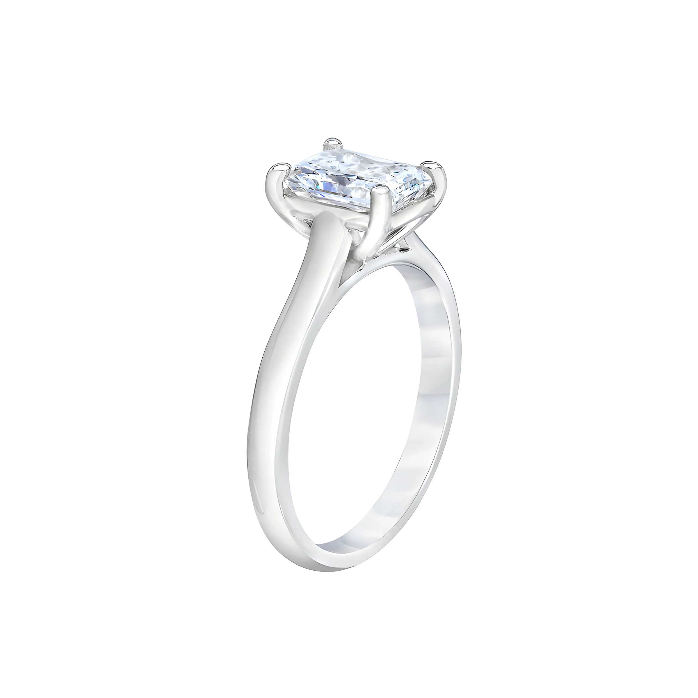 Radiant Cut Solitaire Diamond Engagement Ring in 18K White Gold