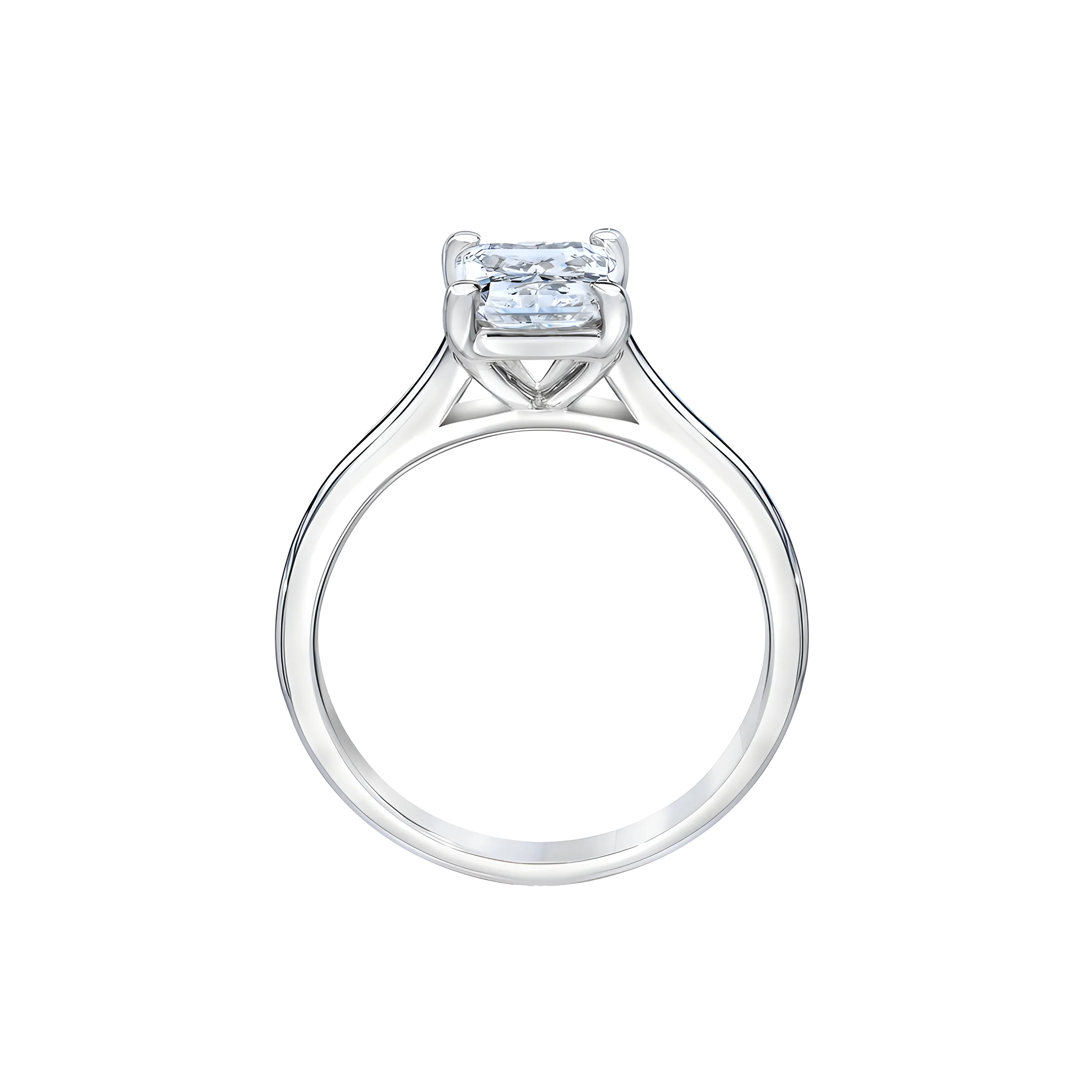 Radiant Cut Solitaire Diamond Engagement Ring in 18K White Gold