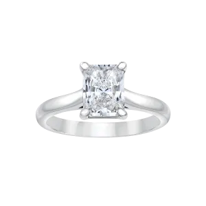 Radiant Cut Solitaire Diamond Engagement Ring in 18K White Gold