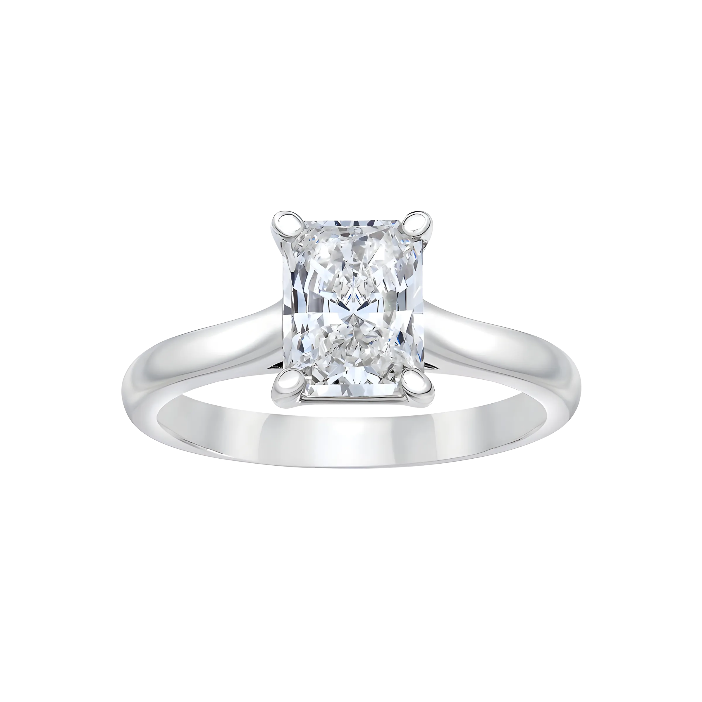 Radiant Cut Solitaire Diamond Engagement Ring in 18K White Gold