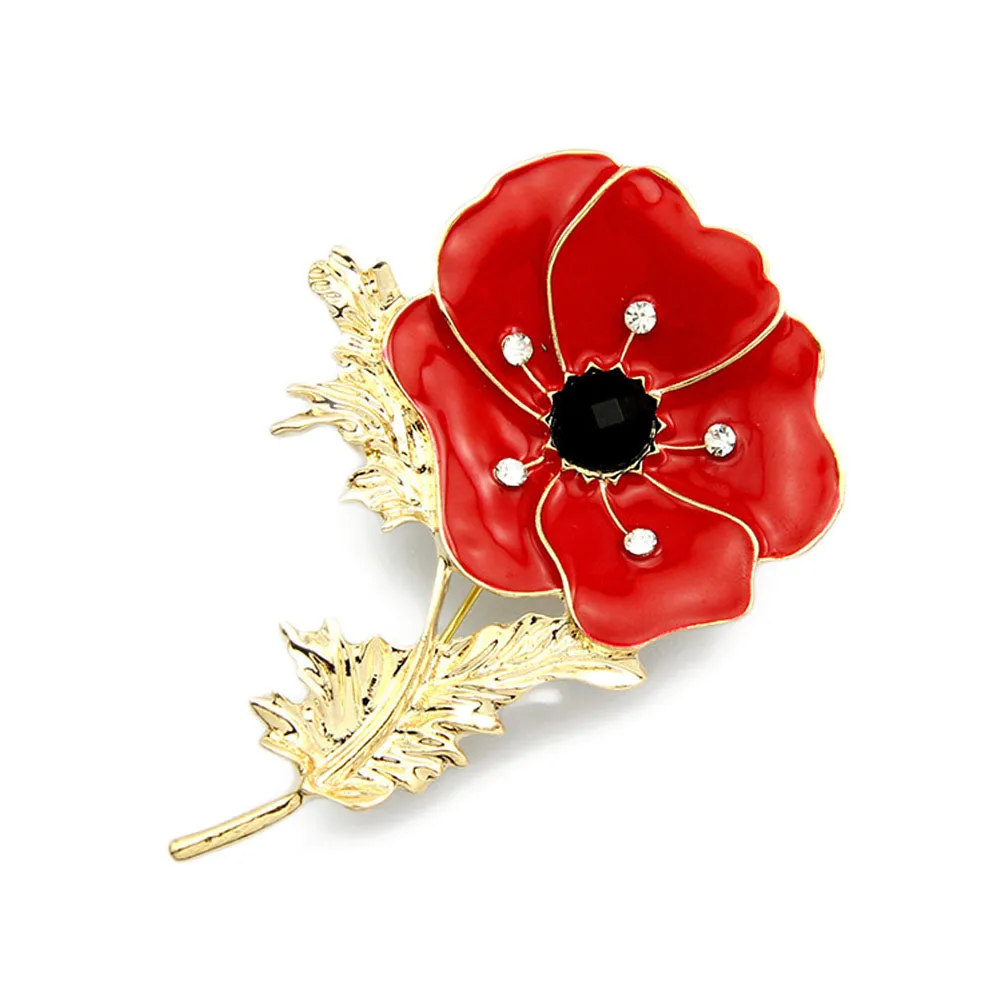 Red Poppy Flower Corsage Fashion Oil Painting Brooch Lady Free Shipping