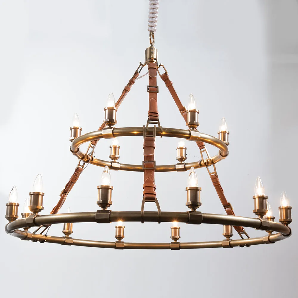 Redford Leather Round Chandelier