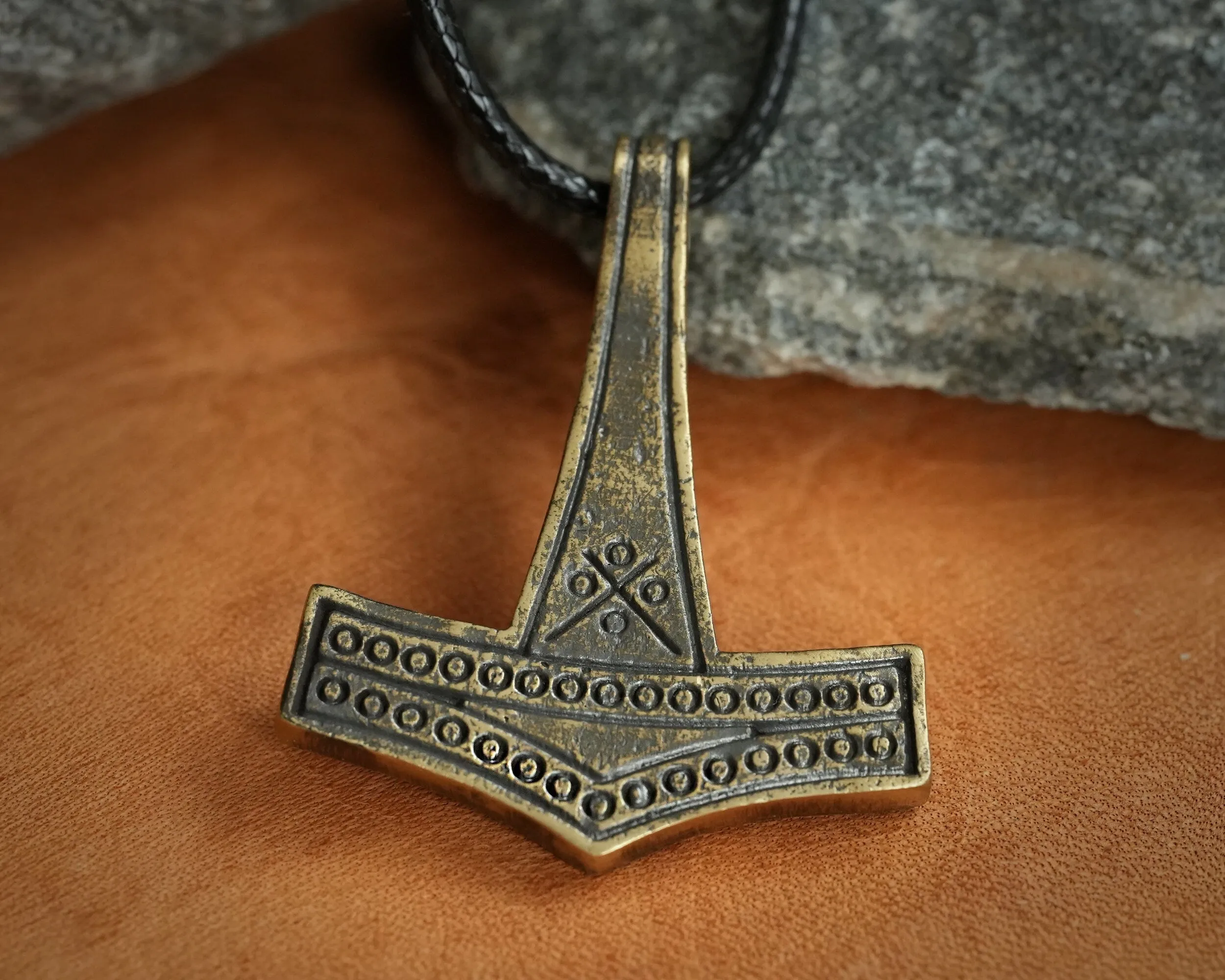 Romersdal Authentic Replica Thors Hammer Necklace Pendant Mjölnir Viking Norse Jewelry Thor Mjolnir Gifts for Men Brass  925 Sterling Silver