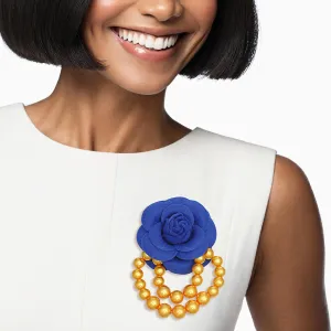 SGRHO Sorority Blue Flower Draped Pearls Brooch