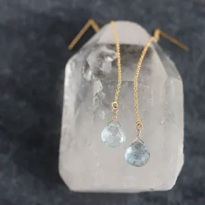 Shaded Aquamarine Threader Earrings