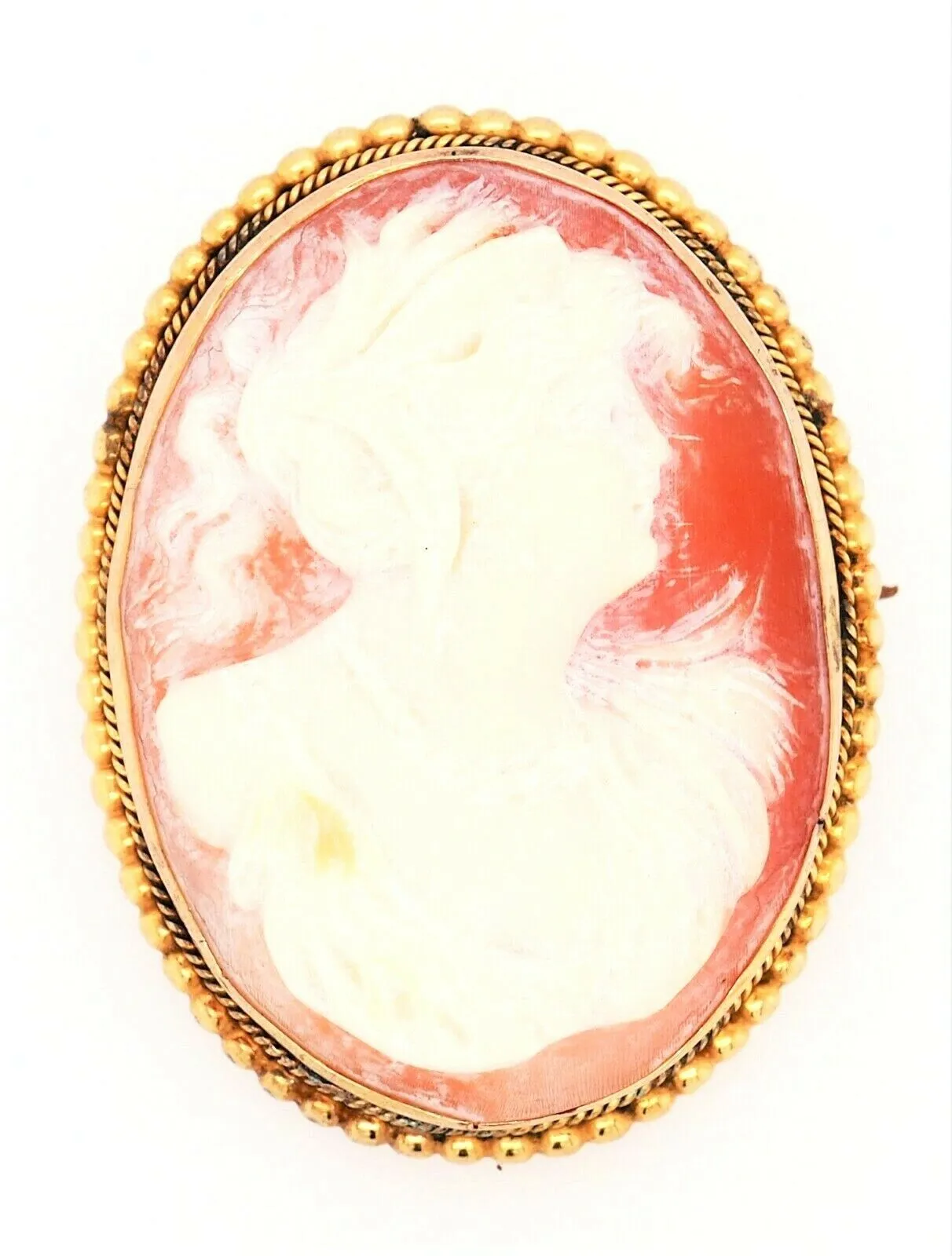 Shell Cameo 9ct Yellow Gold Portrait Brooch