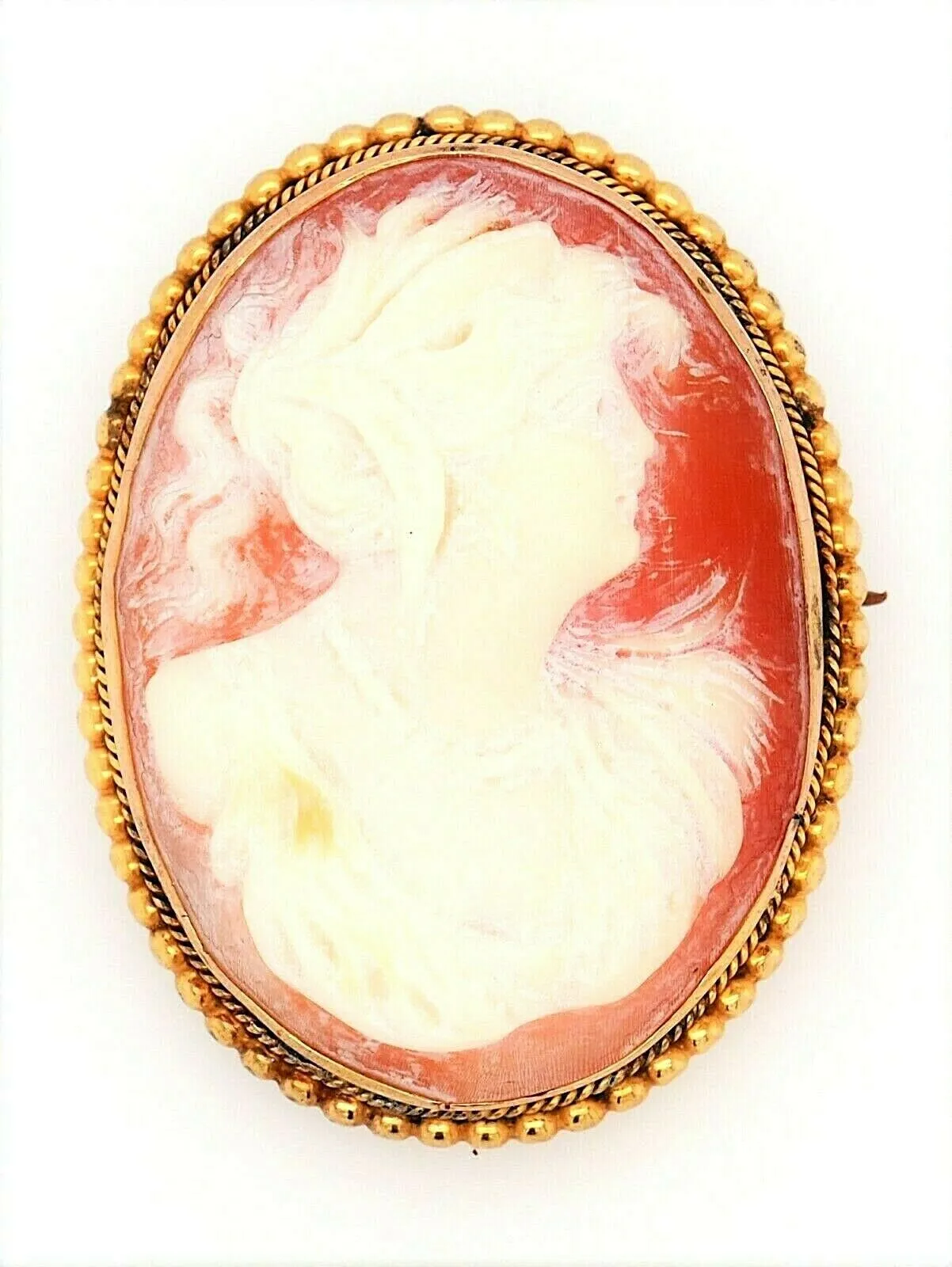 Shell Cameo 9ct Yellow Gold Portrait Brooch