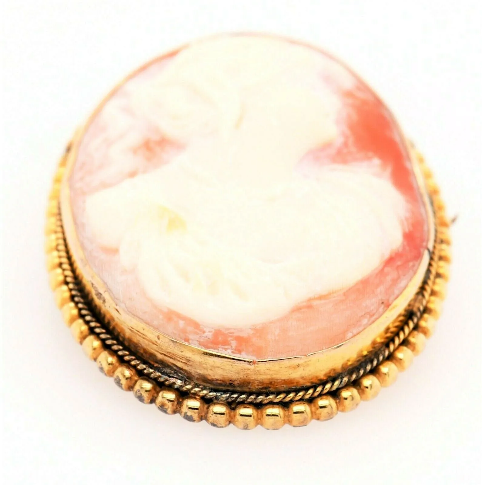 Shell Cameo 9ct Yellow Gold Portrait Brooch