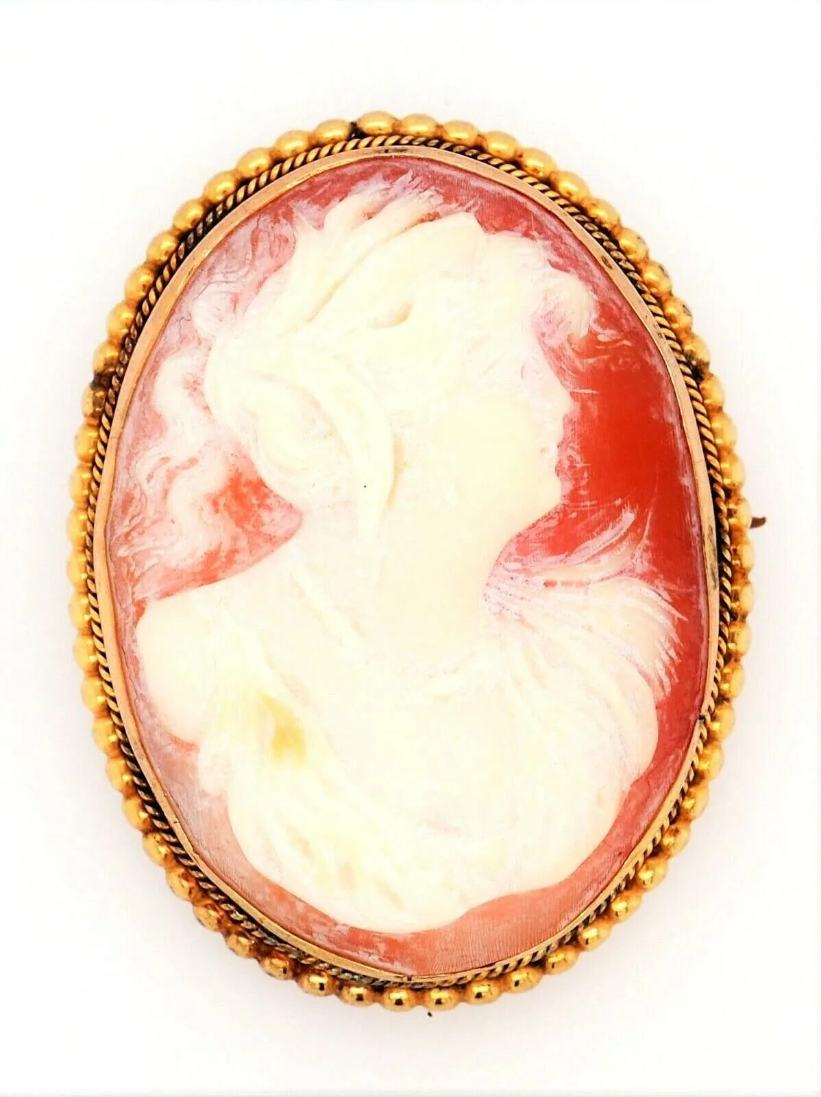 Shell Cameo 9ct Yellow Gold Portrait Brooch