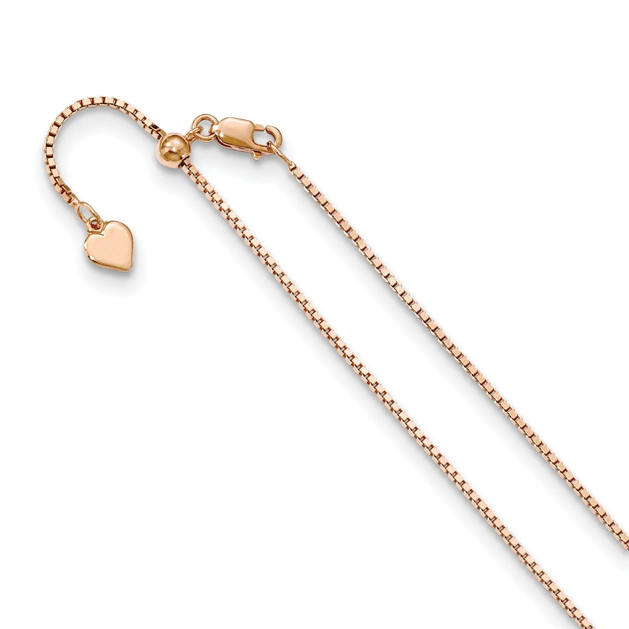 Silver 1.1 mm Rose Gold Adjustable Box Chain