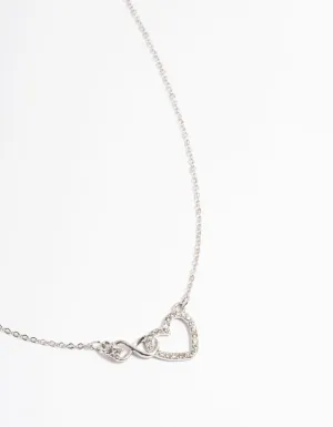 Silver Heart & Infinity Diamante Necklace