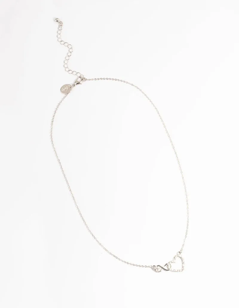 Silver Heart & Infinity Diamante Necklace