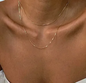 Simple gold double layered necklace