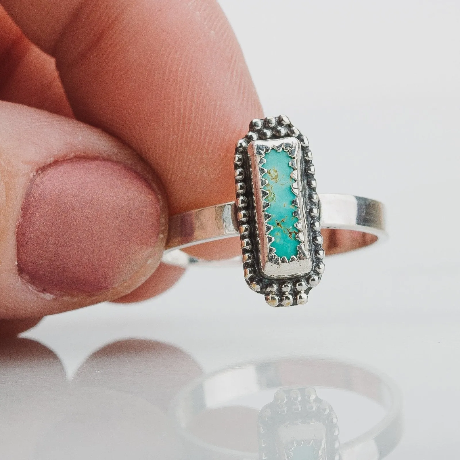 Size 9.5 Rectangle Royston Turquoise Gemstone Ring